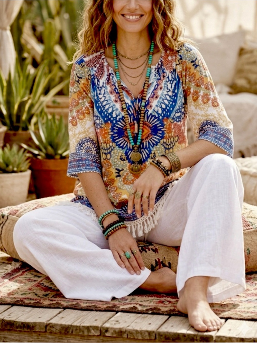 CALESSA BOHO TOP S/M RETRO FRINGE HIPPIE FESTIVAL COACHELLA DOPAMINE COVER UP